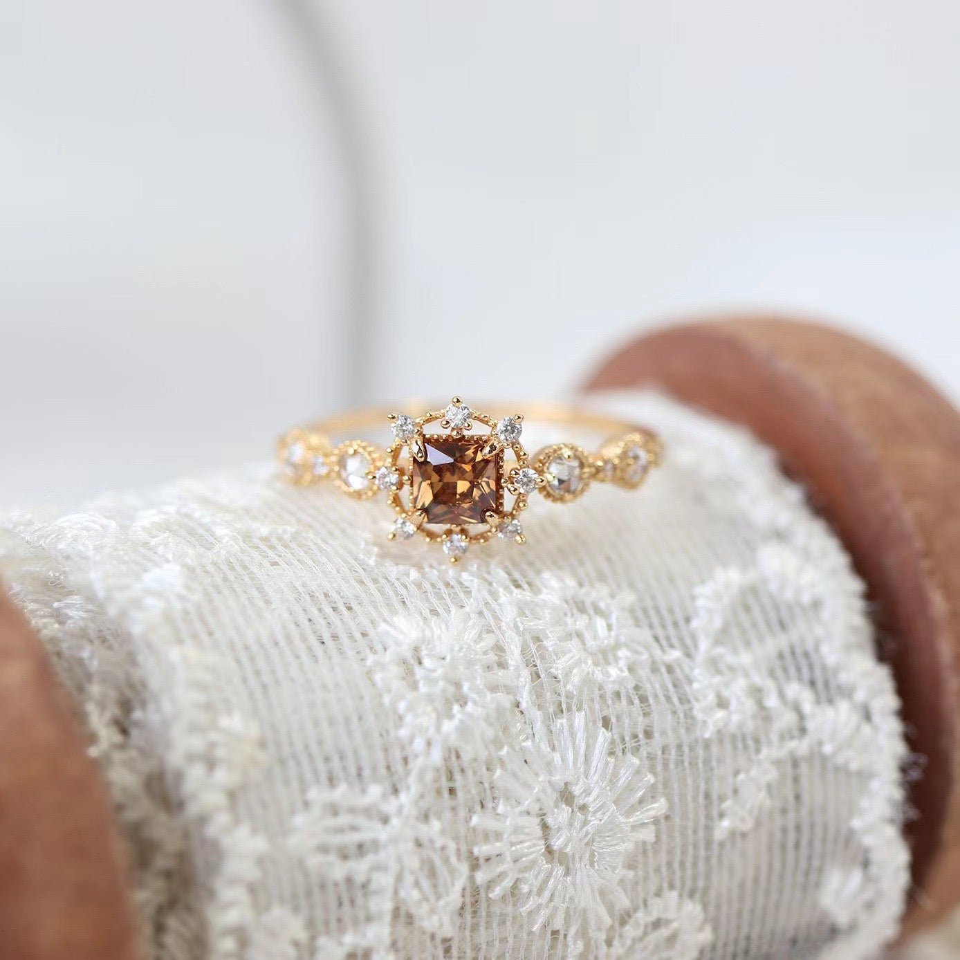 Coffee Snowflake Zircon Ring