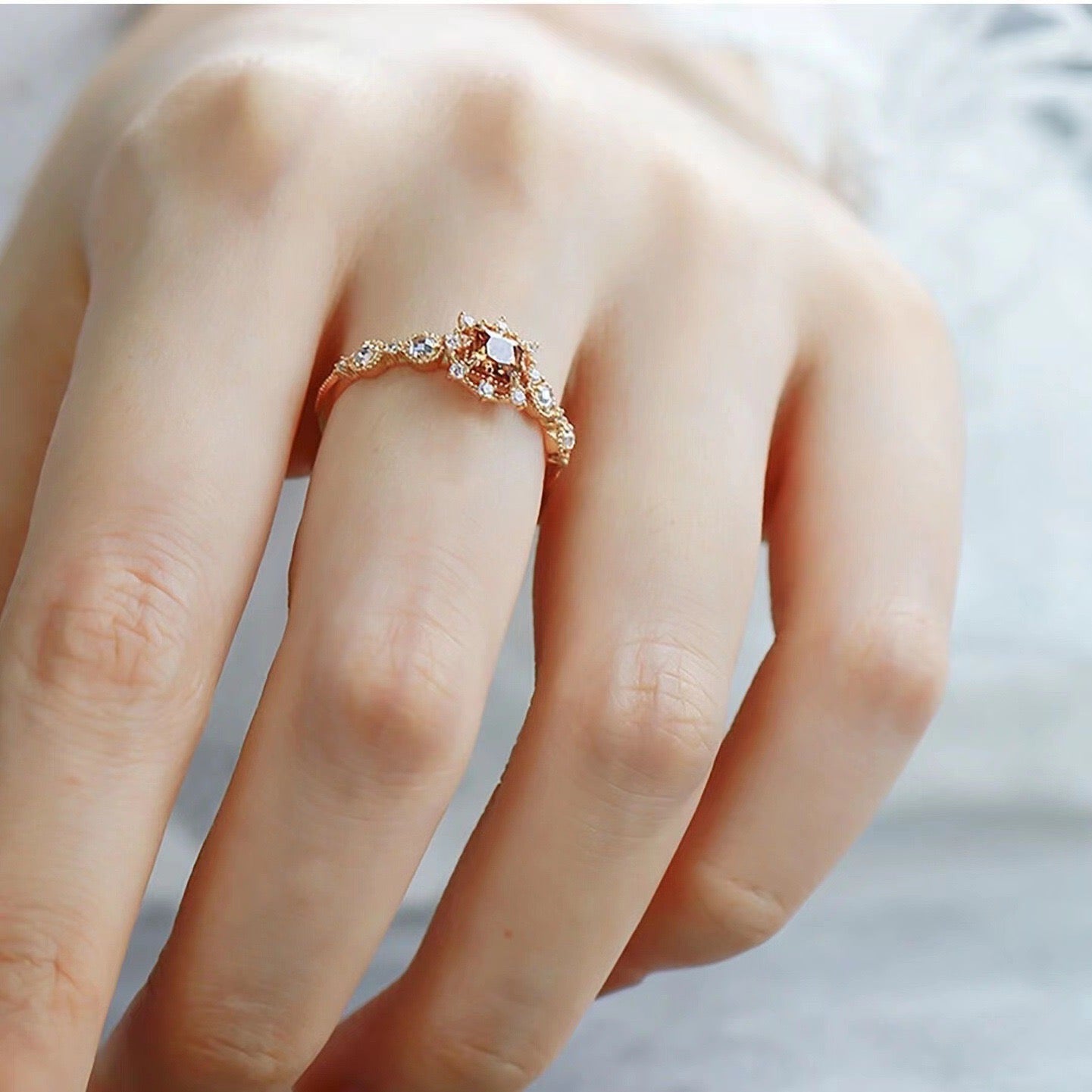 Coffee Snowflake Zircon Ring