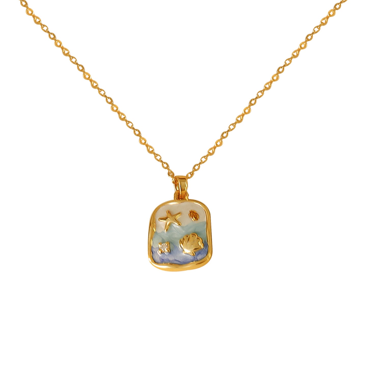 Sunshine and Beach Enamel Necklace