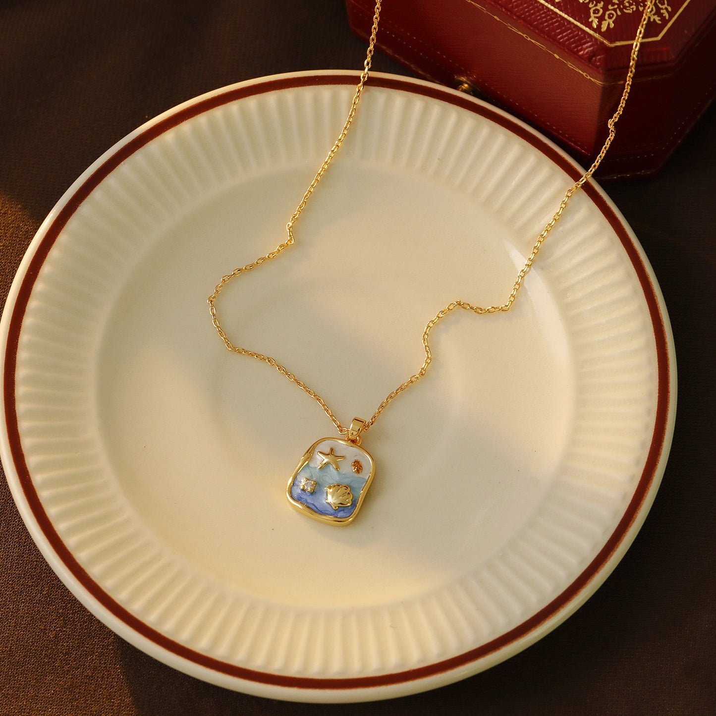 Sunshine and Beach Enamel Necklace